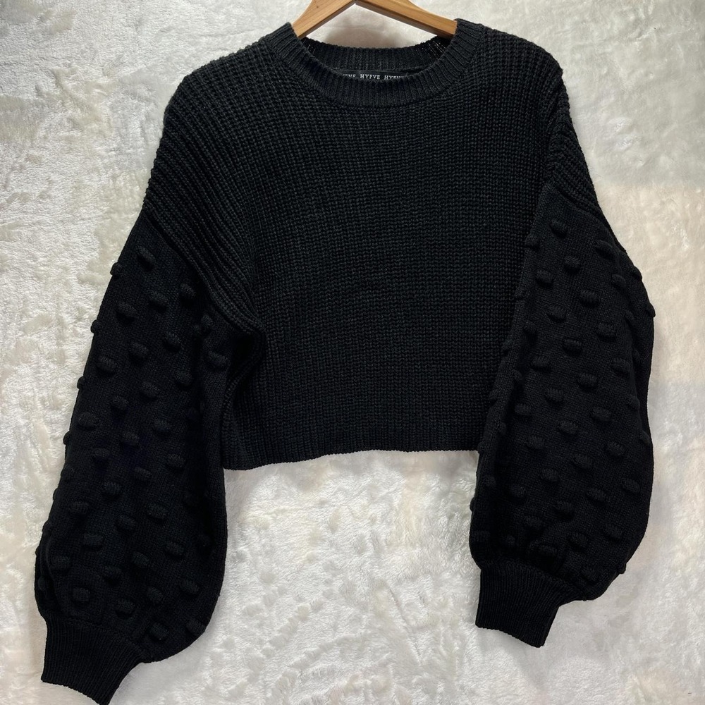 HYFVE Bobble copped sweater size small black 55% cotton 45% acrylic.
